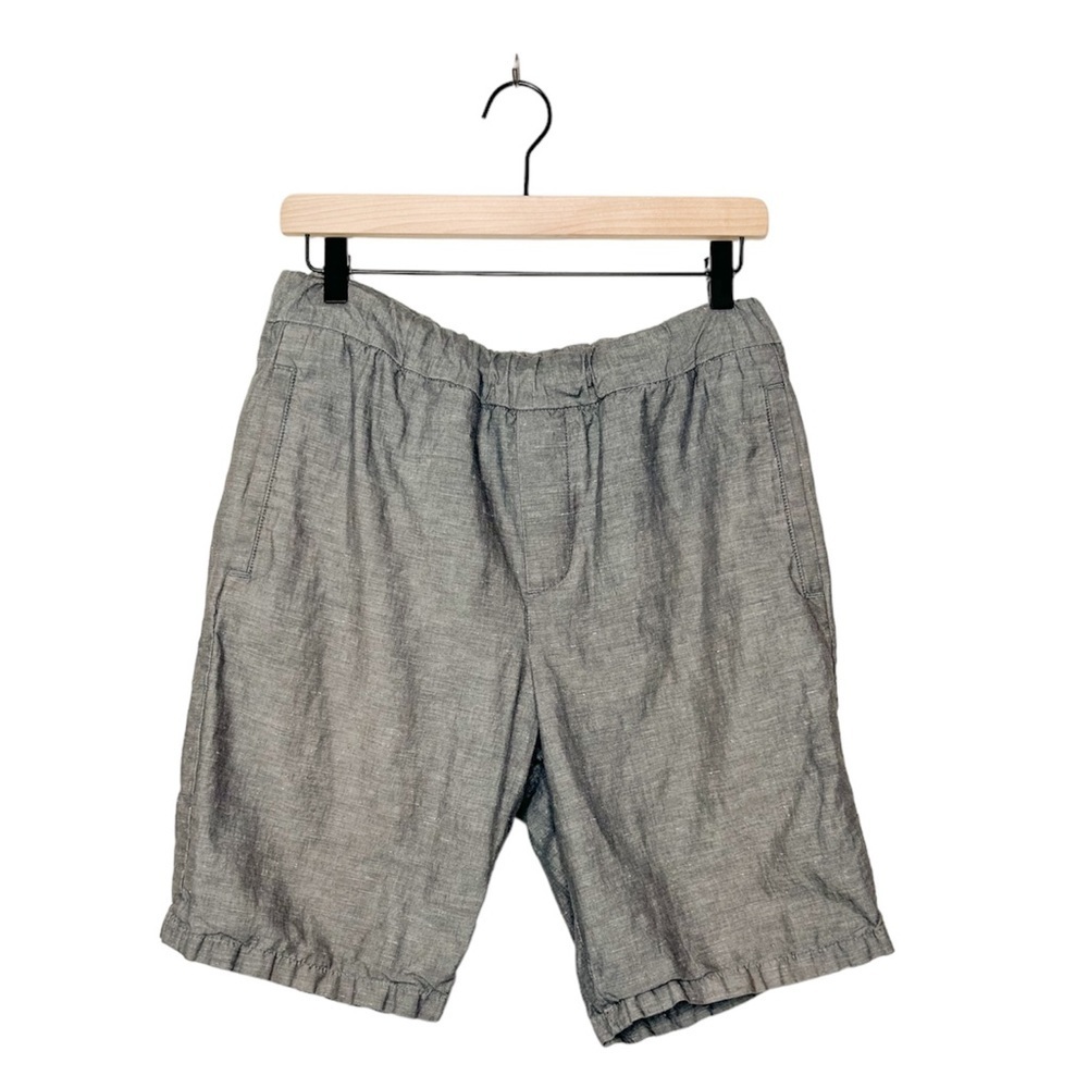 Vince Mens Unisex Neutral Grey Drawstring Pull On Linen Blend Shorts 30‎